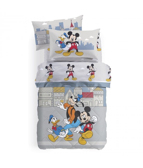 Caleffi - Trapunta invernale stampata in 100% cotone con imbottitura anallergica : mickey town.