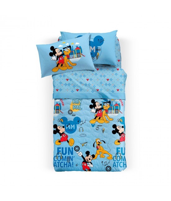Caleffi - Trapunta invernale stampata in 100% cotone con imbottitura anallergica : mickey & pluto.