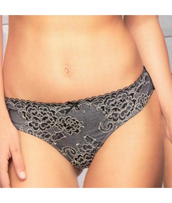 Jadea - Confezione da 6 slip brasiliana donna in cotone elasticizzato doppiato in pizzo tinta unita colori assortiti - 6841.