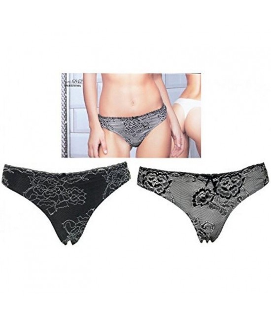 Jadea - Confezione da 6 perizoma donna in cotone elasticizzato doppiato in pizzo tinta unita colori assortiti - 6842.