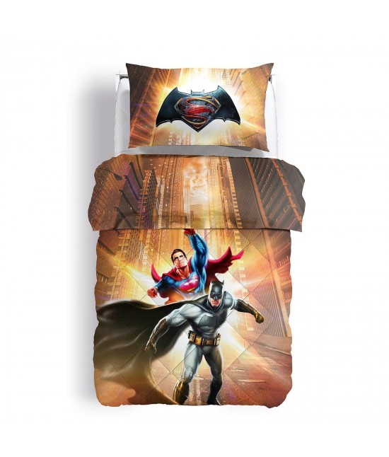 Caleffi - Trapunta invernale con stampa digitale in 100% cotone con imbottitura anallergica in fibra di poliestere - batman vs superman.