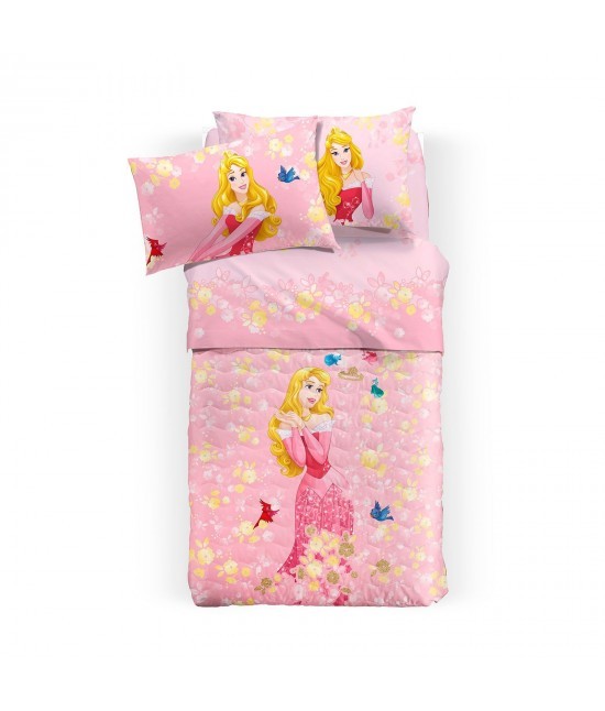 Caleffi - Trapunta invernale stampata con glitter in 100% cotone con imbottitura anallergica in fibra di poliestere - princess aurora.