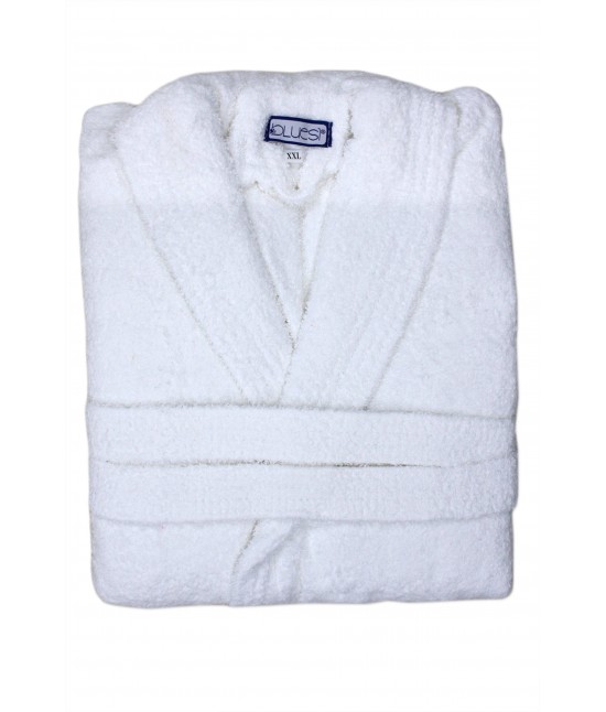 Accappatoio in spugna di puro cotone 500gr - 2 righe rosse : Colore prodotto - Bianco, Taglia - Xxl, Tessuto - Cotone