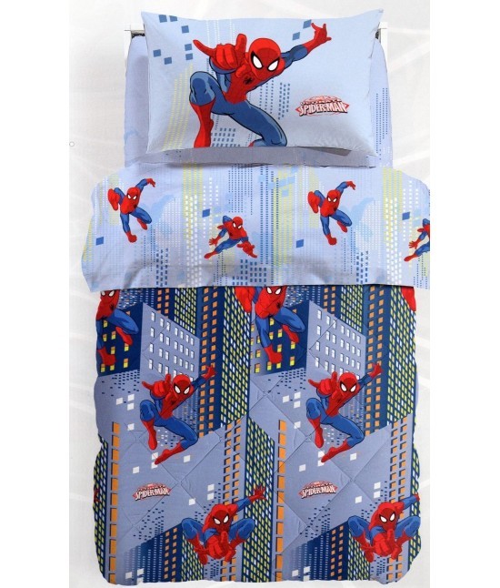 Caleffi - Trapunta invernale stampata con imbottitura anallergica in fibra di pliestere - spider-man sky.