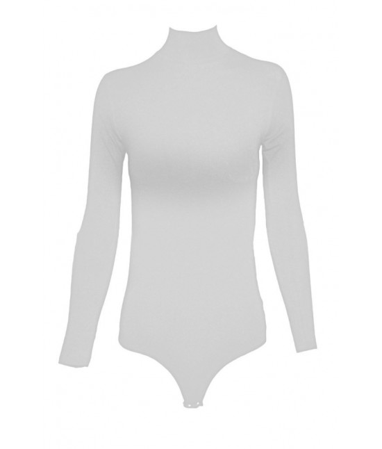 Body lupetto donna con manica lunga in cotone elasticizzato - 4153 : Colore prodotto - Bianco, Taglia - M-l