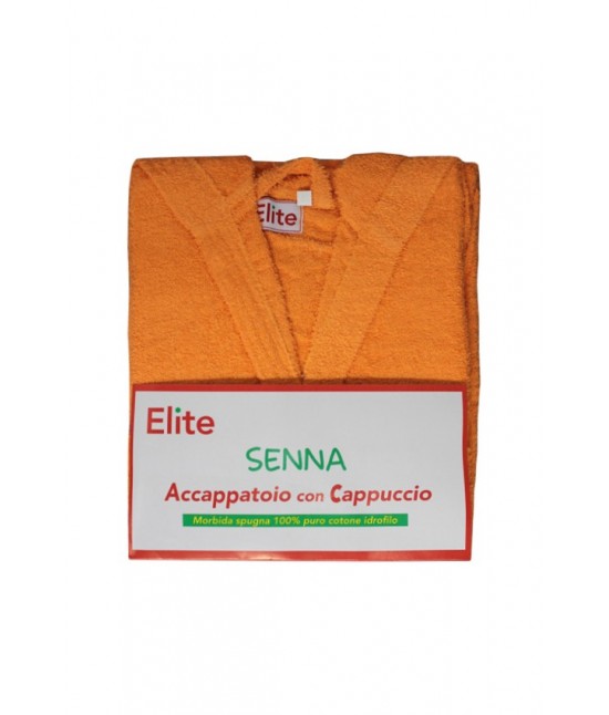 Accappatoio in spugna con cappuccio e cintura tinta unita - senna : Taglia - M, Colore prodotto - Celeste, Tessuto - Cotone