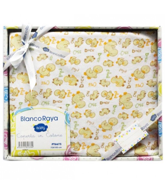 Blanco raya - Copertina neonato in cotone per culla/carrozzina con fantasia righe multicolor - pt6675.