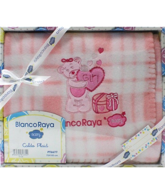 Blanco raya - Plaid neonato ricamato per culla/carrozzina con stampa - pt6677