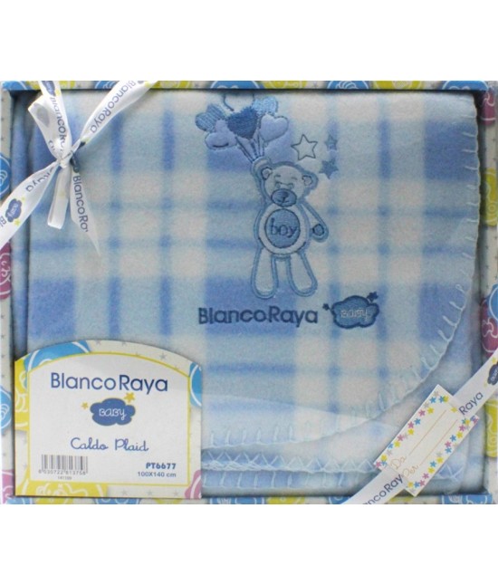 Plaid neonato ricamato per culla/carrozzina con stampa - pt6677 : Misura - Singolo, Colore prodotto - Blue, Tessuto - Poliestere