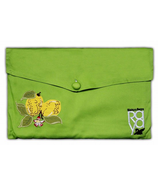 Runner tavola con bordo applicato - 1033. : Colore prodotto - Verde, Tessuto - Cotone, Variante - Limone, Misura - 40x140 cm