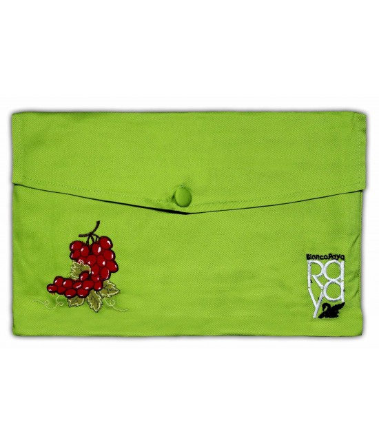 Runner tavola con bordo applicato - 1033. : Colore prodotto - Verde, Tessuto - Cotone, Variante - Uva, Misura - 40x140 cm