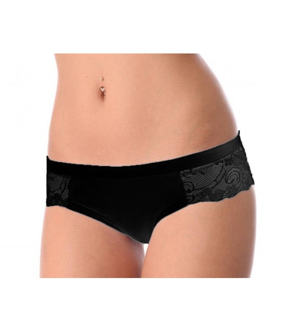 Confezione da 6 slip donna vita bassa in cotone modal con inserti in pizzo - slip 520. : Taglia - 5, Colore prodotto - Nero