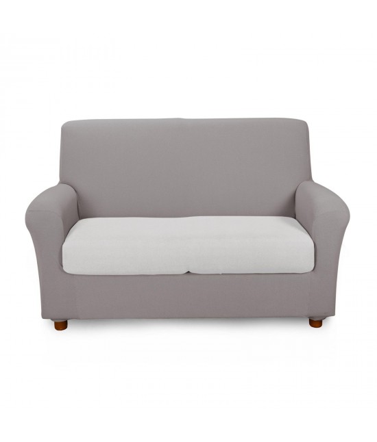 Copridivano elasticizzato tinta unita in cotone - melange. : Colore prodotto - Grigio, Misura - Copridivano 2 posto