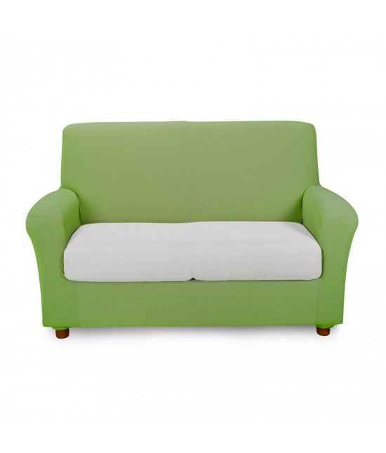 Copridivano elasticizzato tinta unita in cotone - melange. : Colore prodotto - Verde, Misura - Copridivano 2 posto