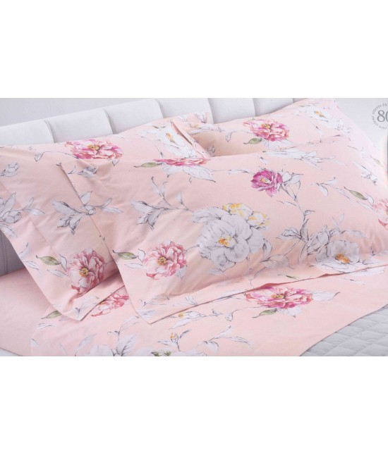 Gabel - Completo lenzuola in 100% cotone stampato composto da sopra + sotto con angoli + federa motivo floreale - charm.