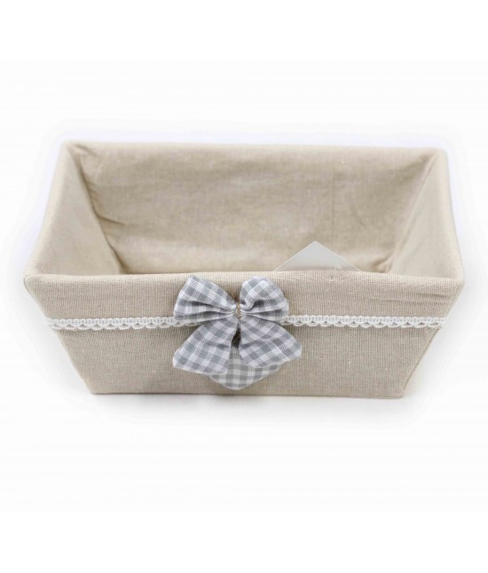 Blanco raya - Cestino portapane rivestito in stoffa stile vintage con applicazioni: sd18642.