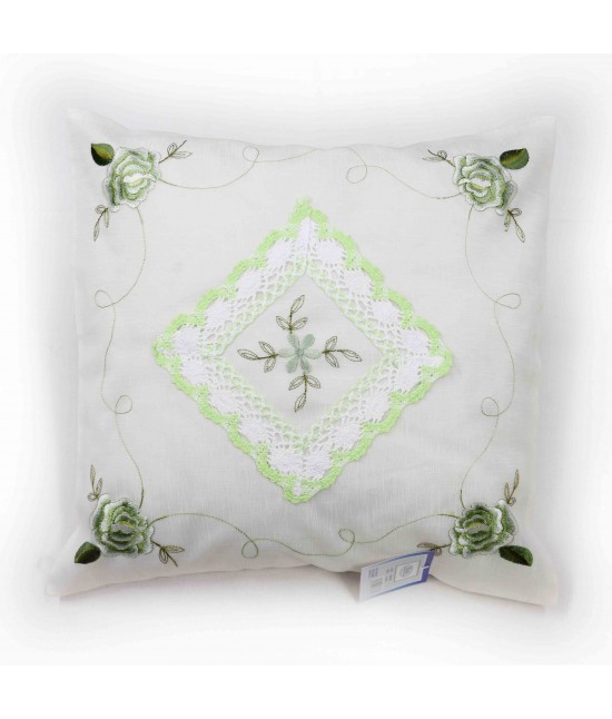 Elite - Coppia federe copricuscino ricamate con inserto in raffinato pizzo tombolo - dhs438.