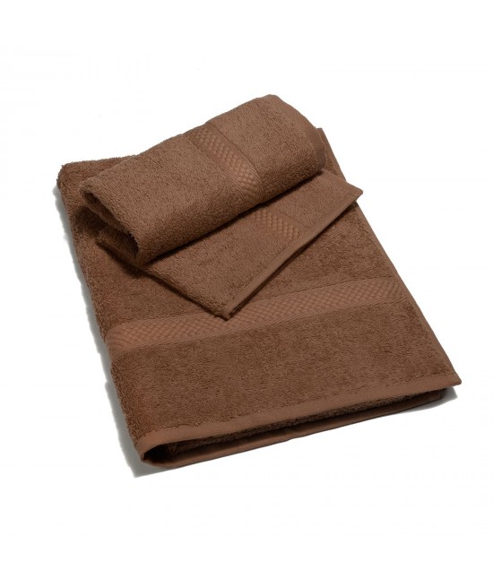Set asciugamani bagno 3+3 in spugna di cotone con cesello jacquard- minorca. : Colore prodotto - Marrone, Misura - Set asc 3+3