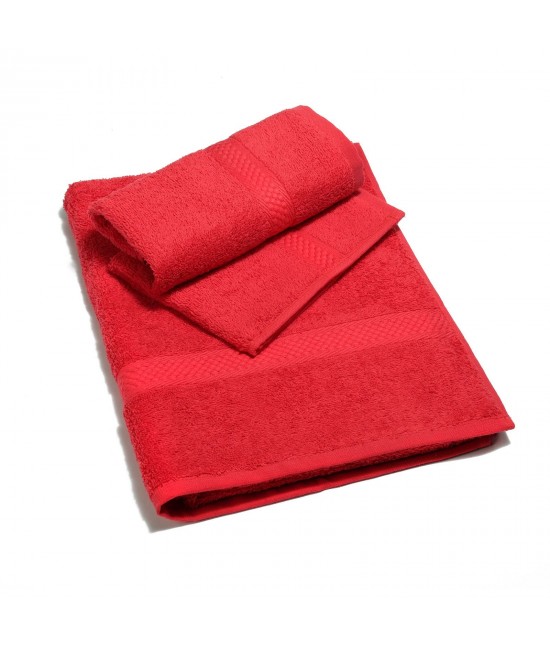 Set asciugamani bagno 3+3 in spugna di cotone con cesello jacquard- minorca. : Colore prodotto - Rosso, Misura - Set asc 3+3