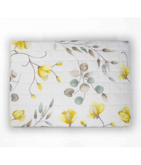 Trapuntino primaverile stampato con imbottitura in fibra anallergica di poliestere fantasia floreale - memory. : Misura - Matrimoniale, Colore prodotto - Giallo
