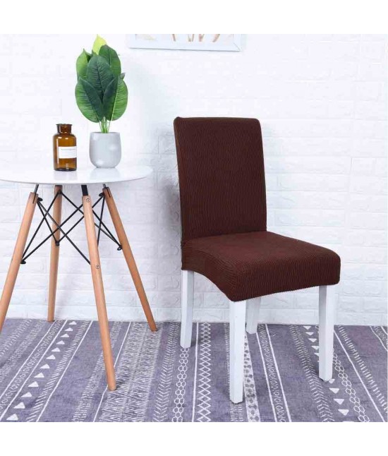 Coppia coprisedia universale con schienale in tessuto elasticizzato lavorato tinta unita - classic. : Tessuto - Poliestere, Colore prodotto - Marrone