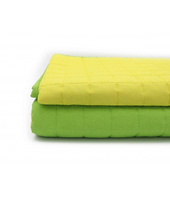 Trapuntino primaverile stampato tono su tono in cotone con imbottitura in fibra anallergica di poliestere - chromo. : Misura - Matrimoniale, Colore prodotto - Lattuga