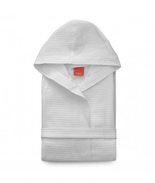 Accappatoio in puro cotone nido d'ape con cappuccio tinta unita unisex - golf