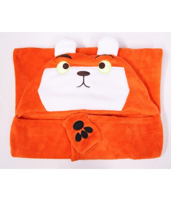Plaid coperta bambini 100% poliestere con cappuccio e occhi luminosi orso pt007-3