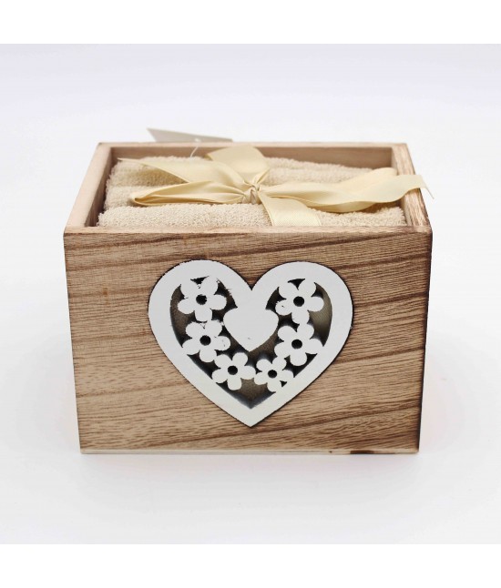 Blanco raya - Set 4 lavette confezionate in cofanetto di legno - lavette box1 - mis. 30x30 cm