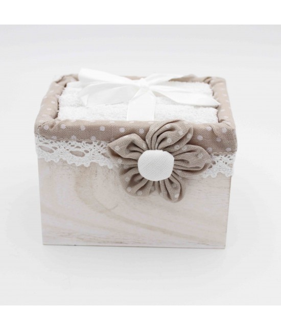 Blanco raya - Set 4 lavette confezionate in cofanetto di legno - lavette box6 - mis. 30x30 cm