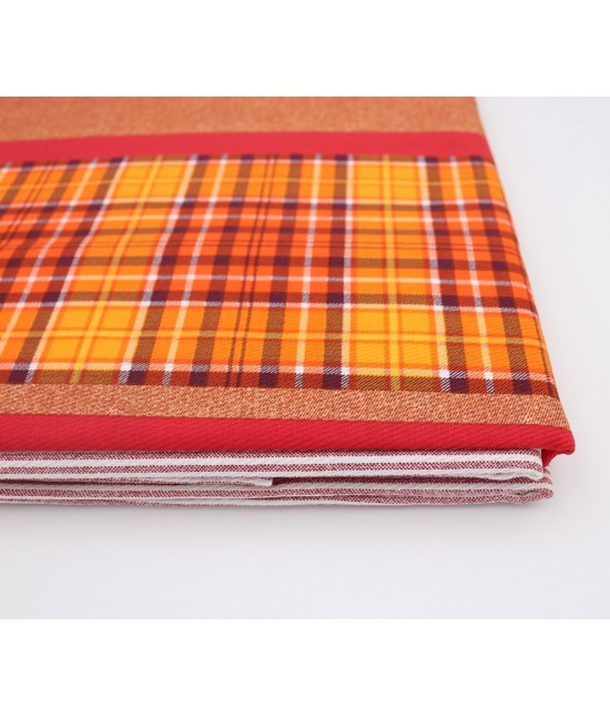 Copriletto stampato su saia jacquard in 100% puro cotone - rapsodia : Colore prodotto - Arancio, Misura - 1 piazza e mezza