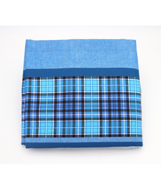 Copriletto stampato su saia jacquard in 100% puro cotone - rapsodia : Colore prodotto - Blue, Misura - 1 piazza e mezza