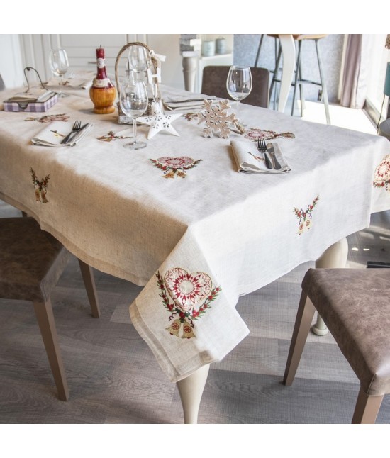 Blanco raya - Tovaglia natalizia ricamata: wh18-004 heart