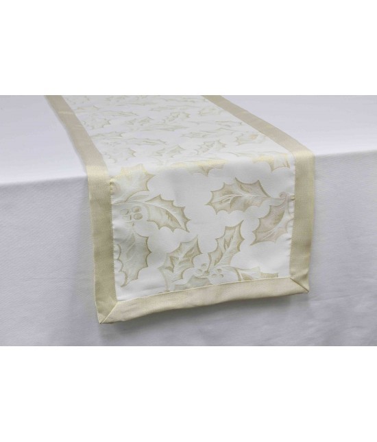 Blanco raya - Runner natalizio damascato - 99808-s