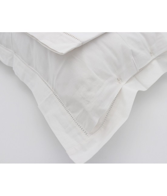 Coppia federe bordate con gigliuccio - gigliuccio - 117918 : Colore prodotto - Bianco, Tessuto - Cotone, Misura - Federe 50 x 80 cm