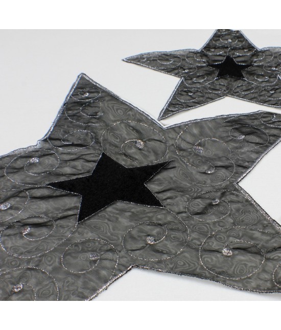 Cetrotavola natalizio stella - j07-1233-2 : Tessuto - Poliestere, Colore prodotto - Nero, Misura - 20x20 cm