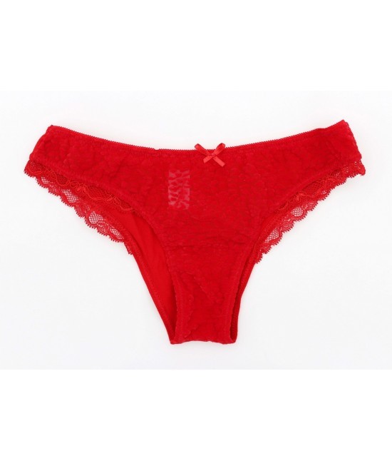 Jadea - Slip brasiliana donna in cotone elasticizzato con inserti in pizzo. set 3 pezzi: 6899