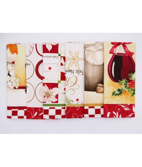 Vingi - Strofinacci da cucina stampati in 100% cotone. set 6 pezzi: tiffany