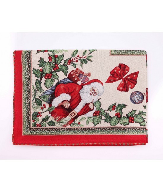 Creazioni lory - Tovaglia copritavola x6 in gobelin con motivo natalizio santa claus : lory