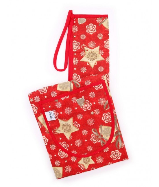 Grembiule di natale stampato : armony : Colore prodotto - Rosso, Tessuto - Cotone, Variante - Disegno 2