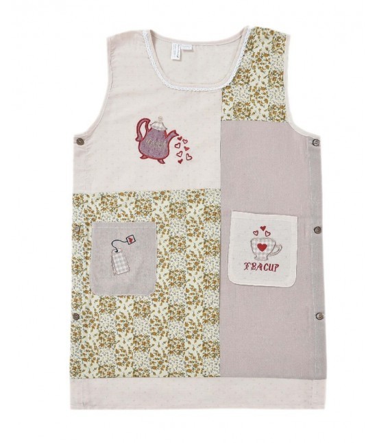 Blanco raya - Grembiule casacca da cucina con ricami ed applicazioni motivo tisana : mindy dis5