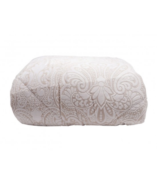 Trapunta invernale con stampa a fuoco ed ecopelliccia tinta unita : 19q-037 var. bei : Colore prodotto - Beige, Misura - Matrimoniale, Tessuto - Poliestere