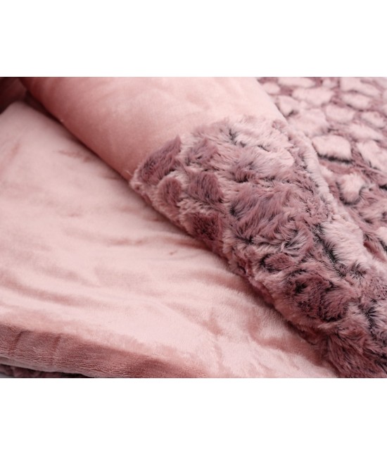 Trapunta invernale stampata pettinata con coral tinta unita : q-3 var. matr : Misura - Matrimoniale, Colore prodotto - Rosa, Tessuto - Poliestere