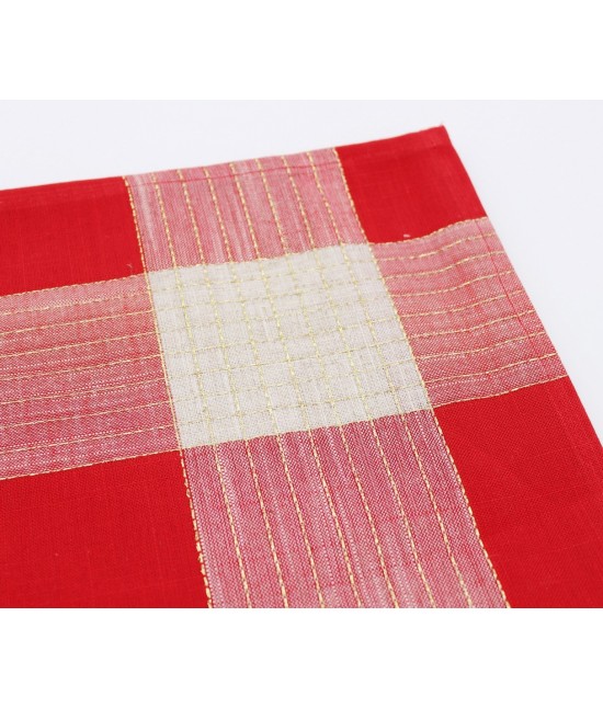 Centro quadrato natalizio con fascia lurex : 24113-r : Colore prodotto - Rosso, Tessuto - Poliestere, Misura - 90x90 cm