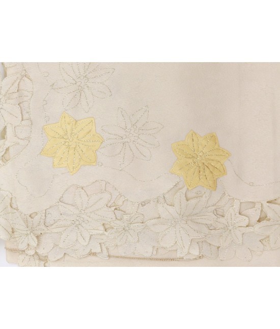 Elite - Tovaglia natalizia ricamata 6 posti + 6 tovaglioli oro 100% poliestere: mh05b813