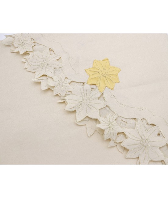 Tovaglia natalizia ricamata : mh05b813 : Tessuto - Poliestere, Colore prodotto - Oro, Misura - Tondo 180 cm