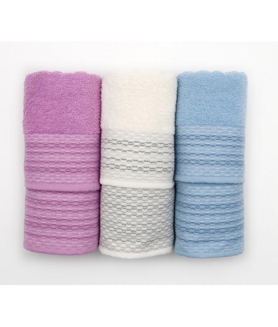 Asciugamani bagno 3+3 in spugna di cotone idrofilo: sara 2