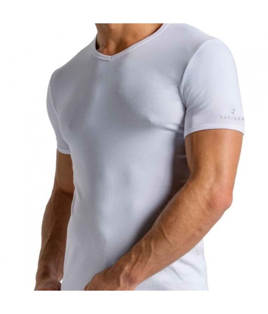Confezione 3 t-shirt uomo scollo a v mezza manica in cotone bielastico : corpo 571.