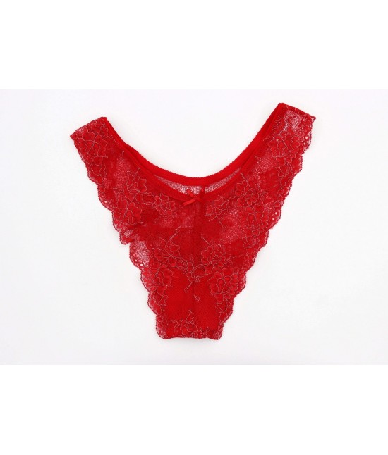 Slip brasiliana donna in pizzo. set 3 pezzi: 6895 : Colore prodotto - Rosso, Taglia - 2