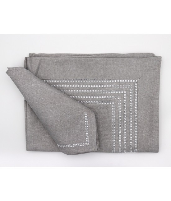Blanco raya - Servizio da tavola x 6 con 6 tovaglioli in lurex ccon 5 linee di brillantini : h003-1129